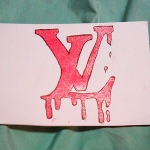 L V  Red Drip Logo Art Hand drawn Card Blank Inside
